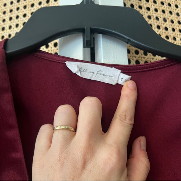 Boutique Blouse - Burgundy Silk Button Up - Picture 5 of 7